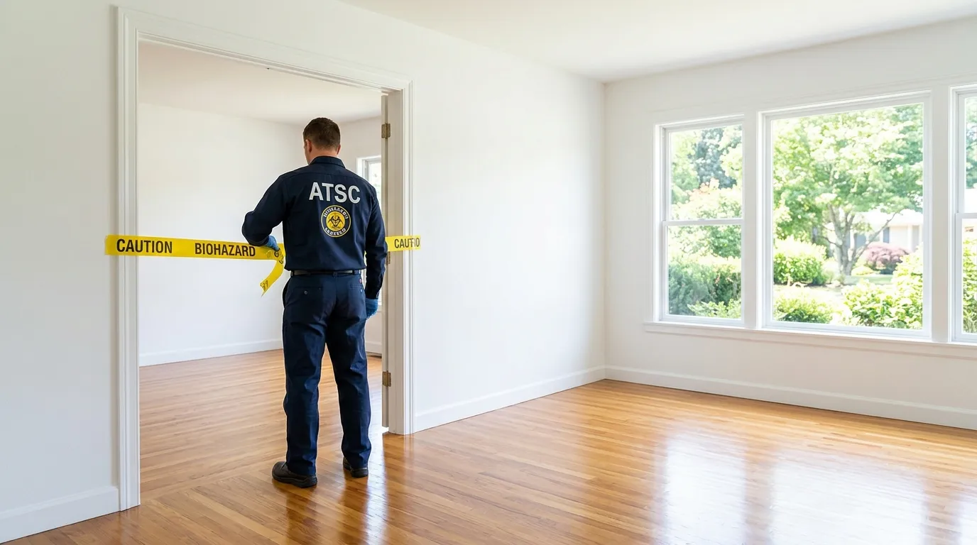 Certified biohazard cleanup crew performing Decomposition Cleanup in Englewood